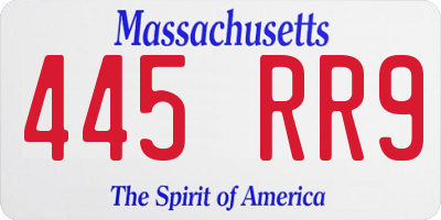 MA license plate 445RR9
