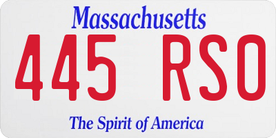MA license plate 445RS0