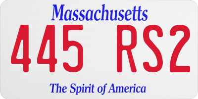 MA license plate 445RS2