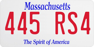 MA license plate 445RS4