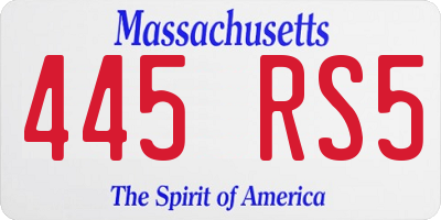 MA license plate 445RS5