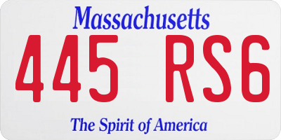 MA license plate 445RS6