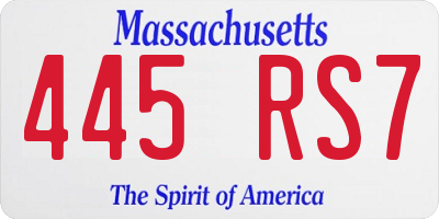MA license plate 445RS7