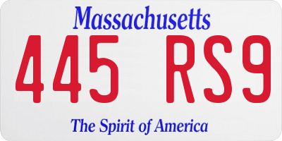 MA license plate 445RS9