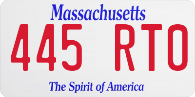 MA license plate 445RT0