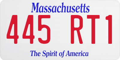 MA license plate 445RT1