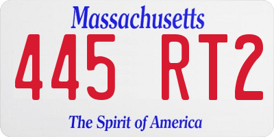 MA license plate 445RT2