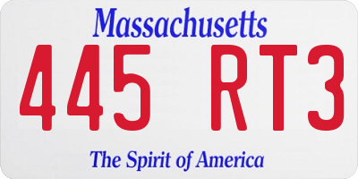 MA license plate 445RT3