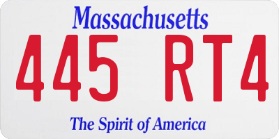 MA license plate 445RT4
