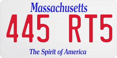 MA license plate 445RT5