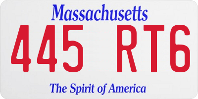 MA license plate 445RT6