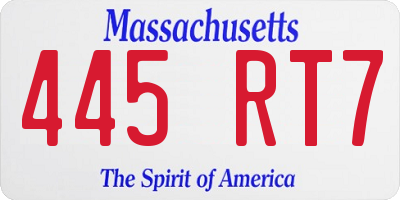 MA license plate 445RT7