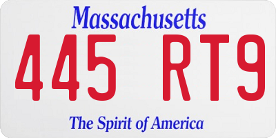 MA license plate 445RT9