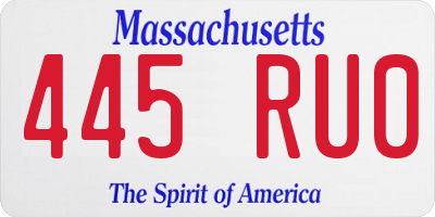 MA license plate 445RU0