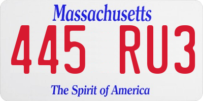 MA license plate 445RU3