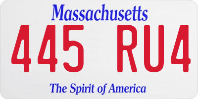 MA license plate 445RU4