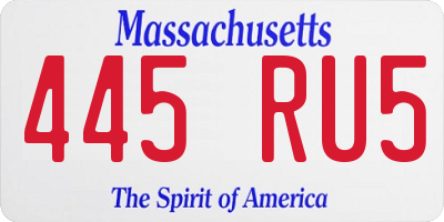 MA license plate 445RU5