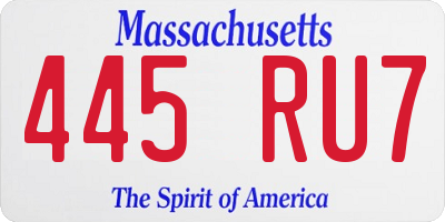 MA license plate 445RU7