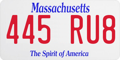 MA license plate 445RU8