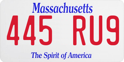 MA license plate 445RU9