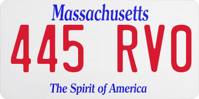 MA license plate 445RV0