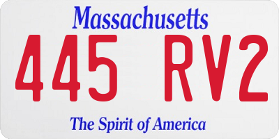 MA license plate 445RV2