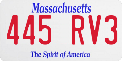 MA license plate 445RV3