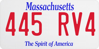 MA license plate 445RV4