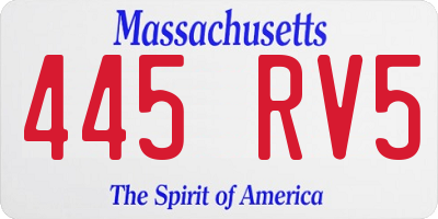 MA license plate 445RV5
