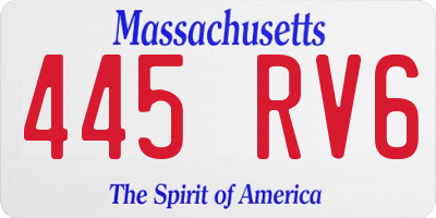 MA license plate 445RV6