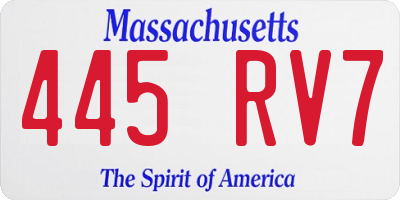 MA license plate 445RV7