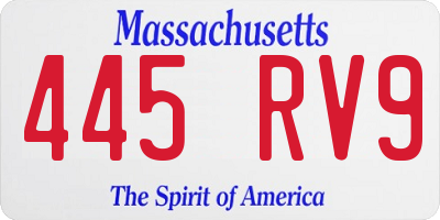 MA license plate 445RV9