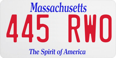 MA license plate 445RW0