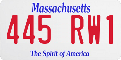 MA license plate 445RW1