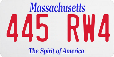 MA license plate 445RW4