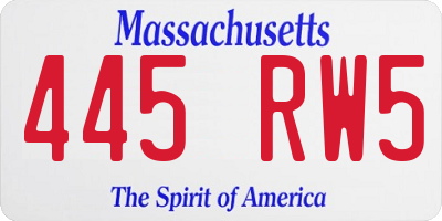 MA license plate 445RW5