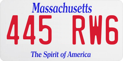 MA license plate 445RW6