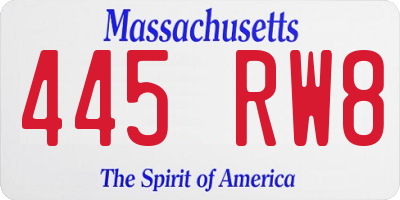 MA license plate 445RW8