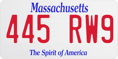 MA license plate 445RW9