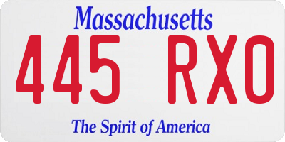 MA license plate 445RX0