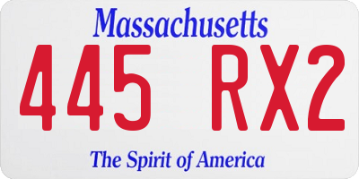 MA license plate 445RX2