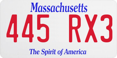 MA license plate 445RX3
