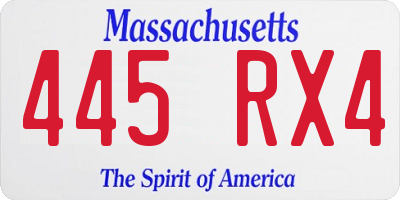 MA license plate 445RX4