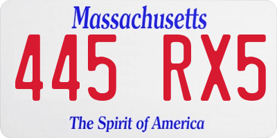 MA license plate 445RX5