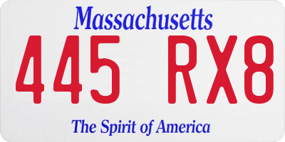 MA license plate 445RX8