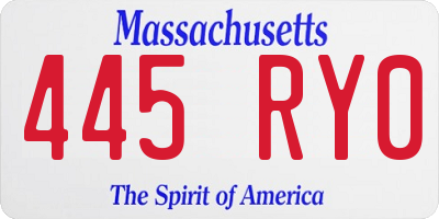MA license plate 445RY0