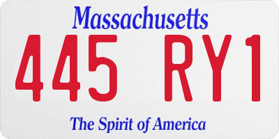MA license plate 445RY1