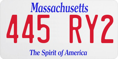 MA license plate 445RY2