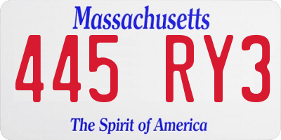 MA license plate 445RY3