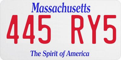 MA license plate 445RY5